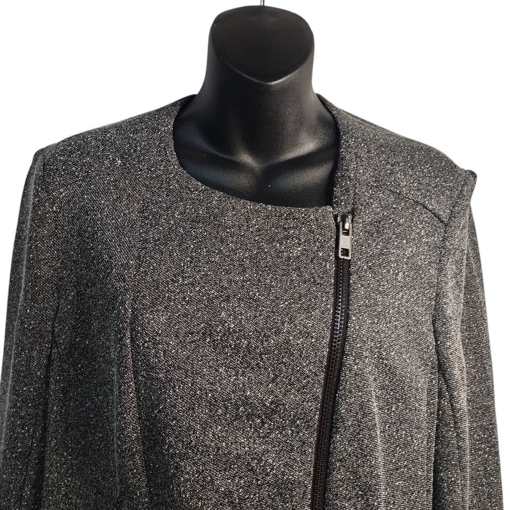 CATHERINE MALANDRINO Women's Gray Fitted ZIP Up Blazer Jacket Size Large - Picture 3 of 8